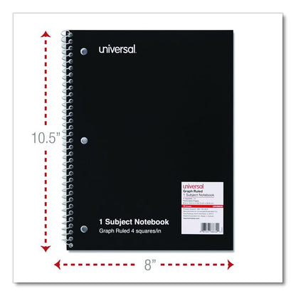 Wirebound Notebook, 1-Subject, Quadrille Rule (4 sq/in), Black Cover, (70) 10.5 x 8 Sheets