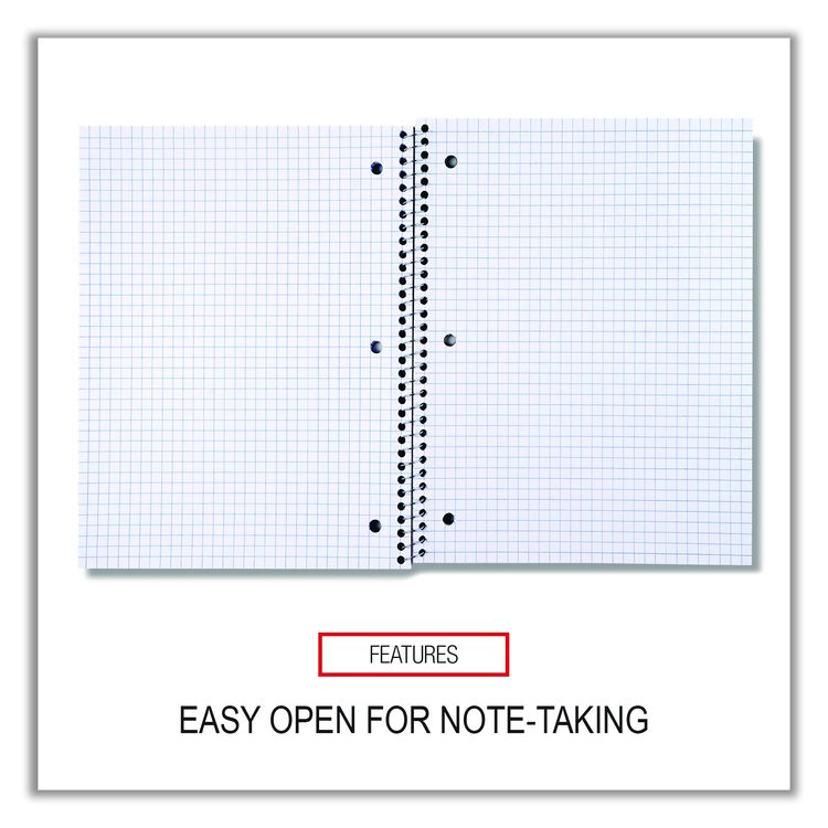 Wirebound Notebook, 1-Subject, Quadrille Rule (4 sq/in), Black Cover, (70) 10.5 x 8 Sheets