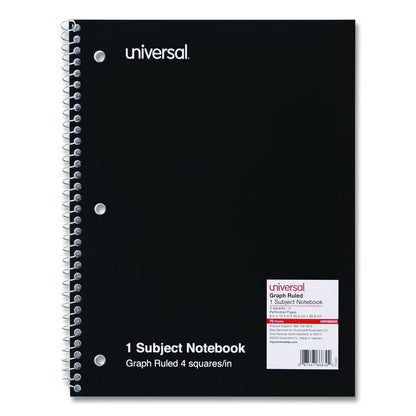 Wirebound Notebook, 1-Subject, Quadrille Rule (4 sq/in), Black Cover, (70) 10.5 x 8 Sheets