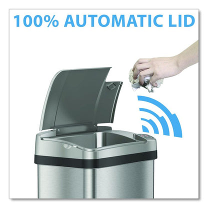Rectangular Sensor Trash Can, 2.5 gal, Plastic, Silver
