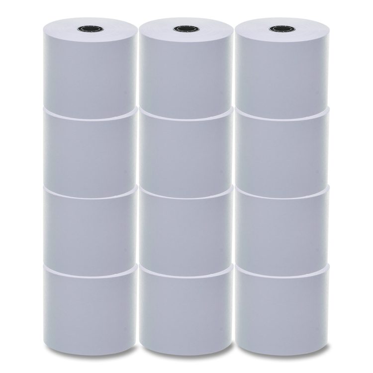 Impact Bond Paper Rolls, 2.25" x 150 ft, White, 12/Pack