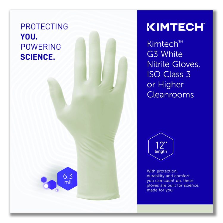 G3 White Nitrile Gloves, AQL 1.5, ESD Safe, X-Large, 6.3 mil Thick, 12" Long, White, 1,000/Carton