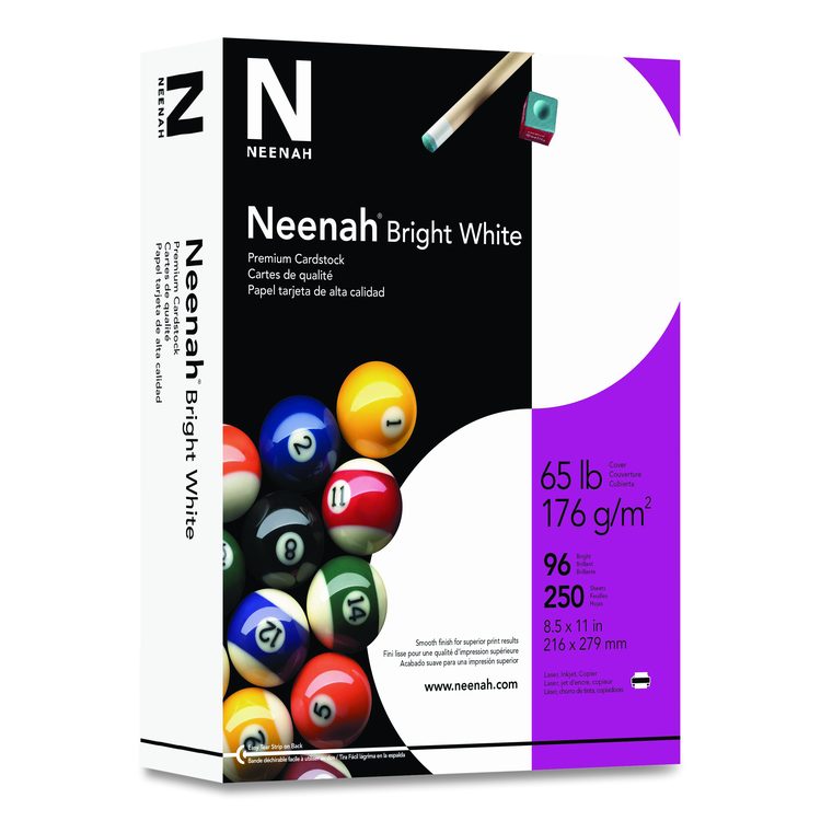 Bright White Card Stock, 96 Bright, 65 lb Cover Weight, 8.5 x 11, 250/Pack