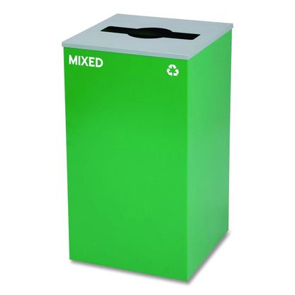 29 Gallon Trash/Recycling Cans, Steel, Green Mixed Recycling Can with Mixed Lid