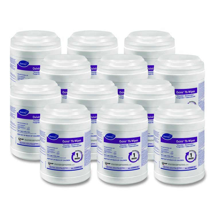 Oxivir TB Disinfectant Wipes, 7 x 6, White, 160/Canister, 12 Canisters/Carton