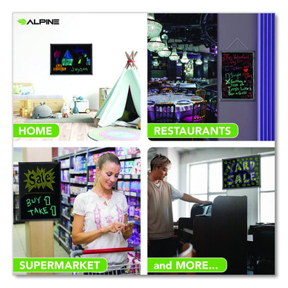 LED Illuminated Hanging Message Writing Board, Black 22" x 30" Surface, Black 23.6" x 31.5" Frame
