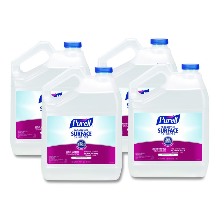 Foodservice Surface Sanitizer, Fragrance-Free, 1 gal Bottle, 4/Carton