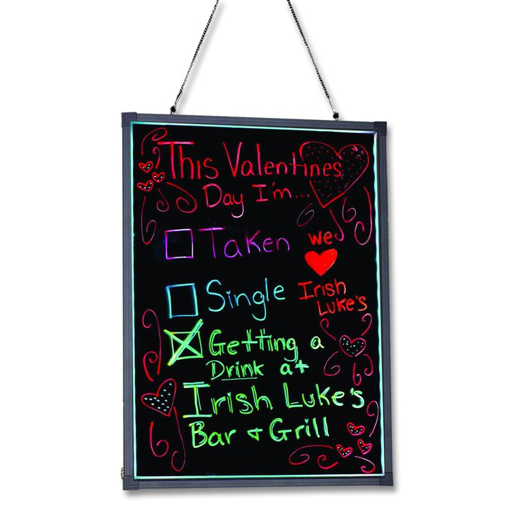 LED Illuminated Hanging Message Writing Board, Black 22" x 30" Surface, Black 23.6" x 31.5" Frame