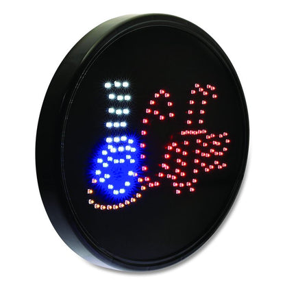 LED Oval Coffee Sign, 23 x 14, Black Frame, Blue/Red Graphics