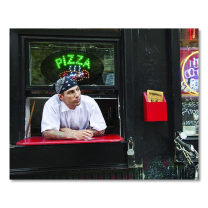 LED Oval Pizza Sign, 23 x 14, Black Frame, Green/Orange/Red/White Graphics
