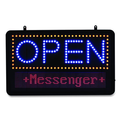 LED Programmable Message Board Open Sign, 22 x 13, Black Frame, Blue/Red Graphics