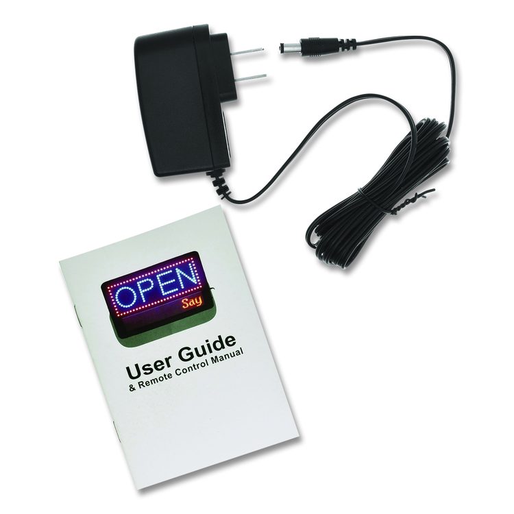 LED Programmable Message Board Open Sign, 22 x 13, Black Frame, Blue/Red Graphics