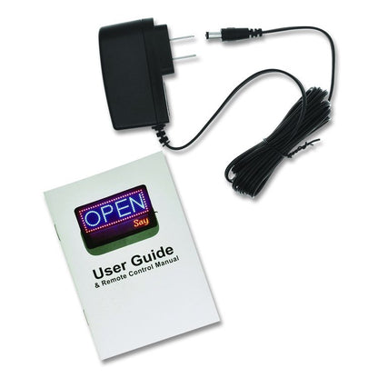 LED Programmable Message Board Open Sign, 22 x 13, Black Frame, Blue/Red Graphics