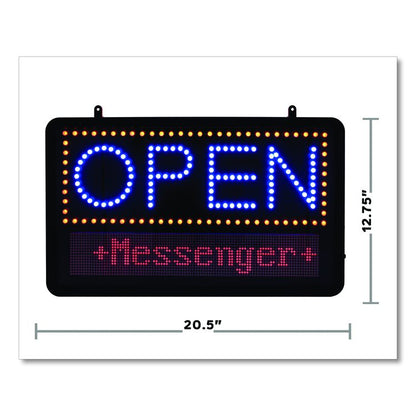 LED Programmable Message Board Open Sign, 22 x 13, Black Frame, Blue/Red Graphics