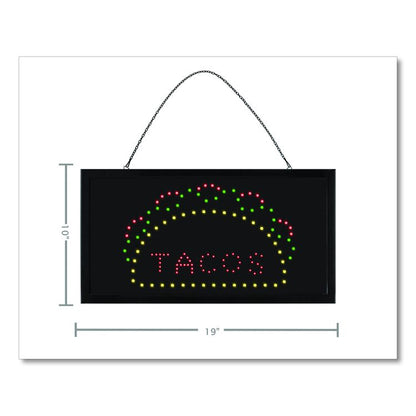 LED Rectangular TACO Sign, 19 x 10, Black Frame, Green/Red/Yellow Graphics