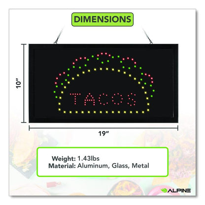LED Rectangular TACO Sign, 19 x 10, Black Frame, Green/Red/Yellow Graphics