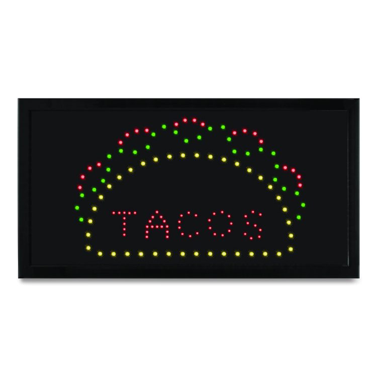 LED Rectangular TACO Sign, 19 x 10, Black Frame, Green/Red/Yellow Graphics