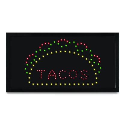 LED Rectangular TACO Sign, 19 x 10, Black Frame, Green/Red/Yellow Graphics
