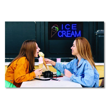 LED Rectangular Ice Cream Sign, 19 x 10, Black Frame, Blue/Green/Orange/Red/White Graphics