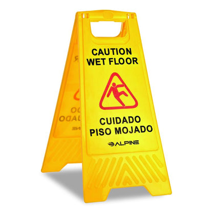 Bilingual Caution Wet Floor Sign, 11.8 x 0.7 x 24.6, Yellow, 3/Carton