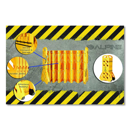 Expandable Portable Fence Barrier Safety Barricade, Plastic, 1.97 x 153.54 x 39.76, Yellow