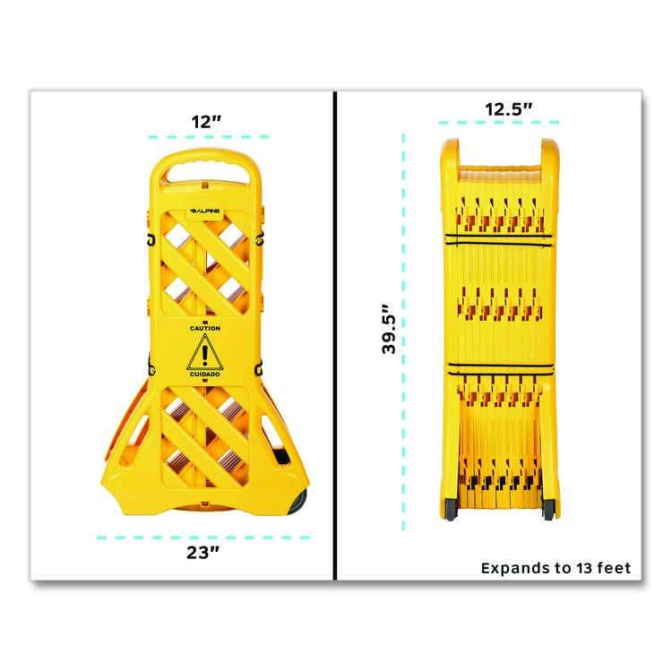 Expandable Portable Fence Barrier Safety Barricade, Plastic, 1.97 x 153.54 x 39.76, Yellow