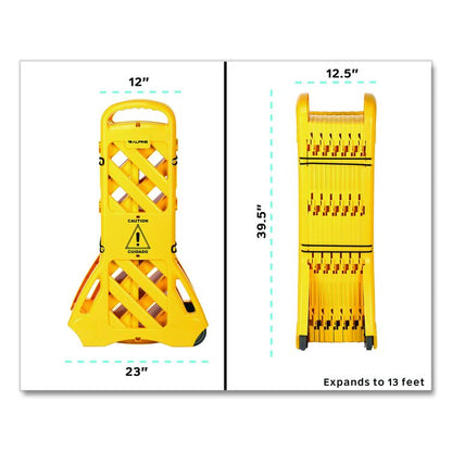 Expandable Portable Fence Barrier Safety Barricade, Plastic, 1.97 x 153.54 x 39.76, Yellow