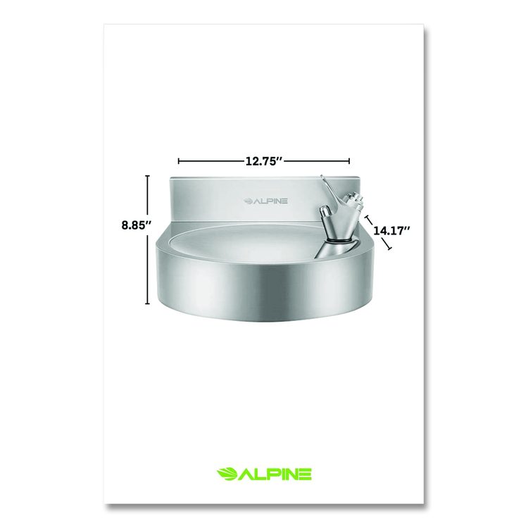 Wall-Mounted Indoor/Outdoor Water Fountain, Single-Level, Non-Filtered, Non-Refrigerated, Silver