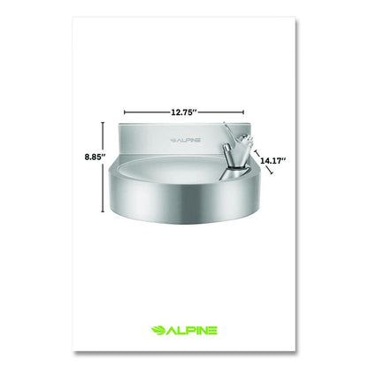 Wall-Mounted Indoor/Outdoor Water Fountain, Single-Level, Non-Filtered, Non-Refrigerated, Silver