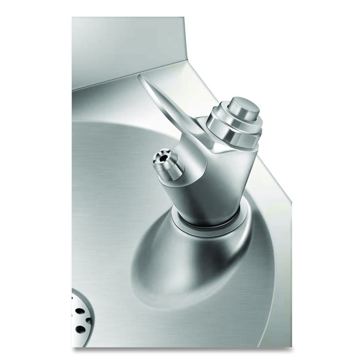 Wall-Mounted Indoor/Outdoor Water Fountain, Single-Level, Non-Filtered, Non-Refrigerated, Silver