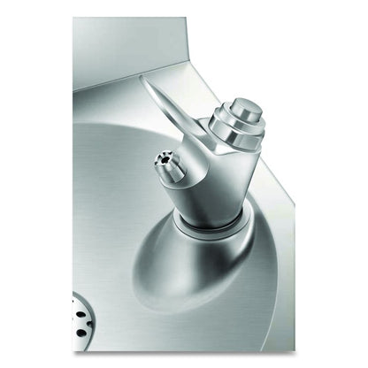 Wall-Mounted Indoor/Outdoor Water Fountain, Single-Level, Non-Filtered, Non-Refrigerated, Silver