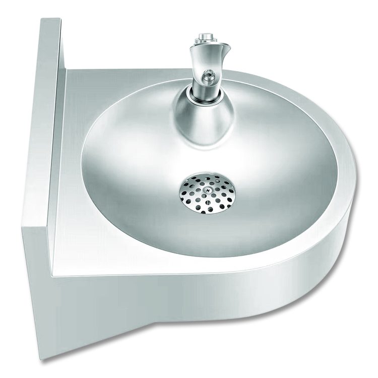Wall-Mounted Indoor/Outdoor Water Fountain, Single-Level, Non-Filtered, Non-Refrigerated, Silver