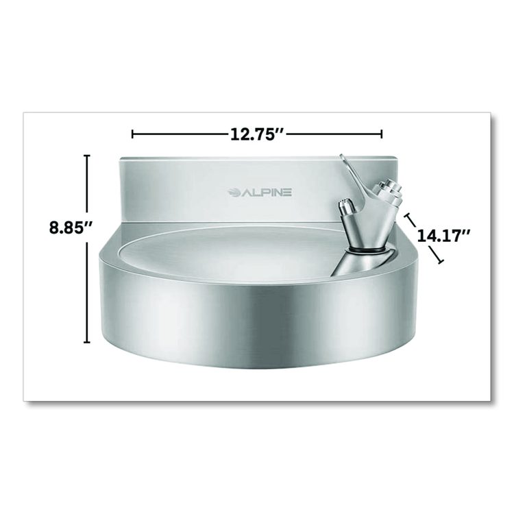 Wall-Mounted Indoor/Outdoor Water Fountain, Single-Level, Non-Filtered, Non-Refrigerated, Silver