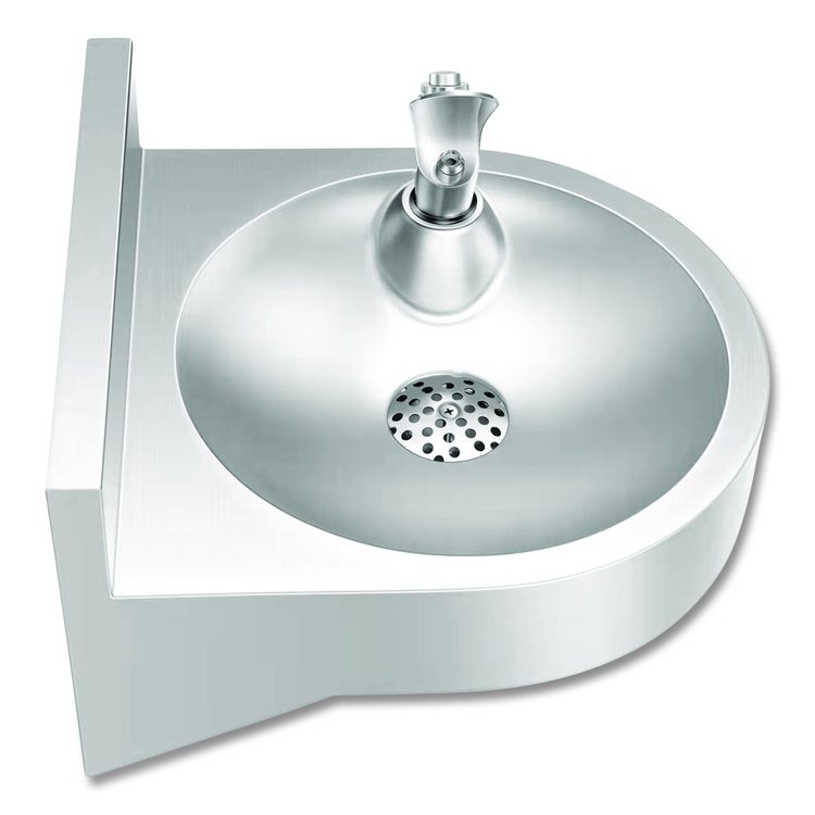 Wall-Mounted Indoor/Outdoor Water Fountain, Single-Level, Non-Filtered, Non-Refrigerated, Silver