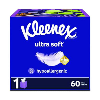 Ultra Soft Facial Tissue, 3-Ply, White, 60 Sheets/Box, 18 Boxes/Carton