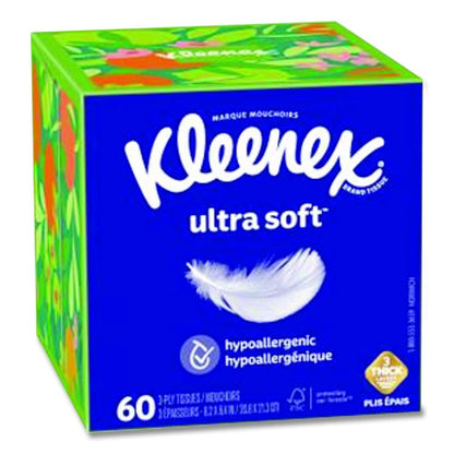 Ultra Soft Facial Tissue, 3-Ply, White, 60 Sheets/Box, 18 Boxes/Carton