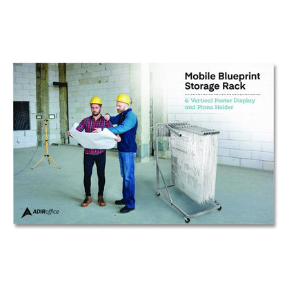 Blueprint Storage Cabinet Rolling Stand, Assorted Document Sizes Accommodated, 27" x 28.5" to 46.5" x 46" to 66", Gray