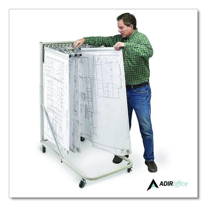 Blueprint Storage Cabinet Rolling Stand, Assorted Document Sizes Accommodated, 27" x 28.5" to 46.5" x 46" to 66", Gray