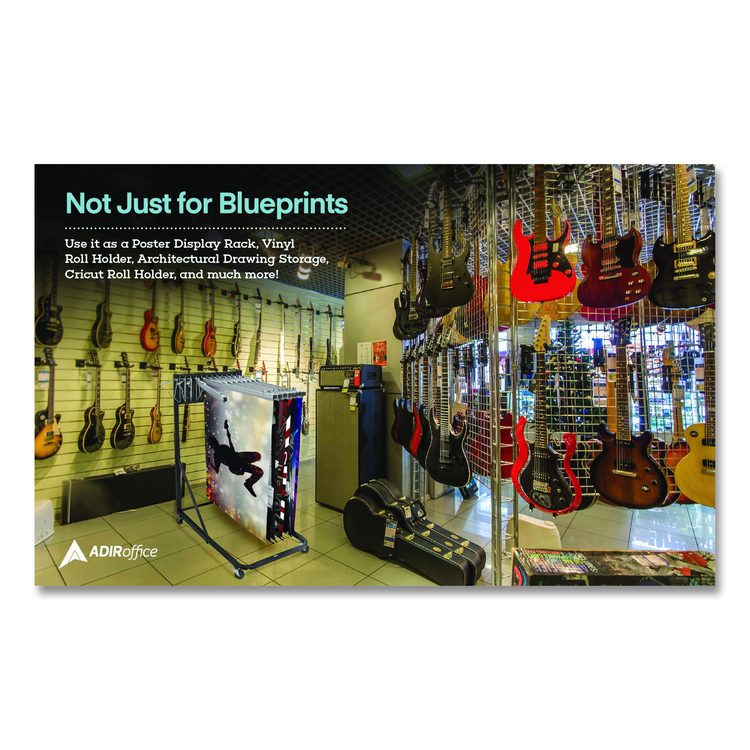 Blueprint Storage Cabinet Rolling Stand, Assorted Document Sizes Accomodated, 27" x 28.5" to 46.5" x 46" to 66", Blue