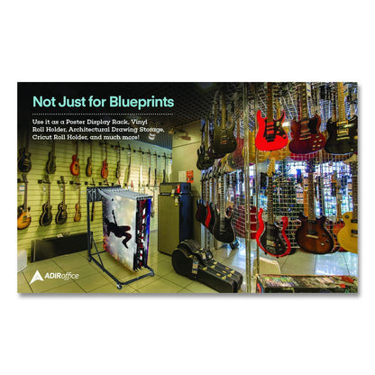 Blueprint Storage Cabinet Rolling Stand, Assorted Document Sizes Accomodated, 27" x 28.5" to 46.5" x 46" to 66", Blue