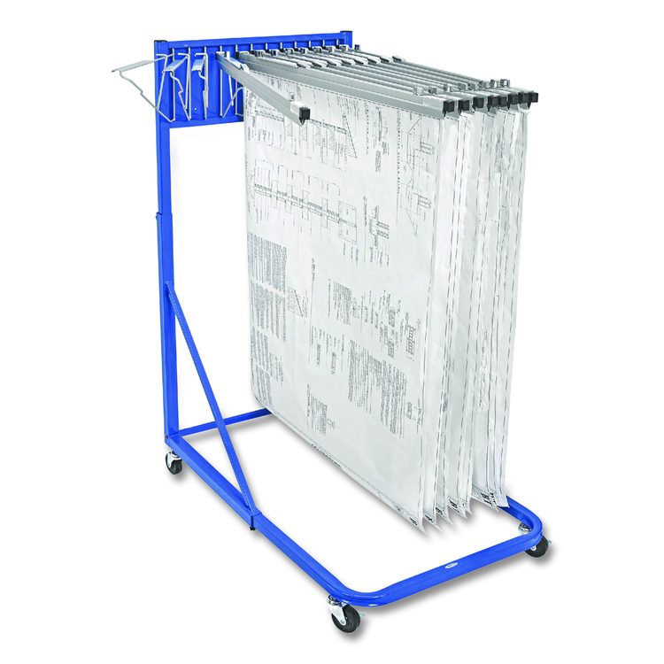 Blueprint Storage Cabinet Rolling Stand, Assorted Document Sizes Accomodated, 27" x 28.5" to 46.5" x 46" to 66", Blue