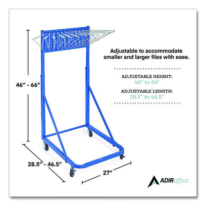 Blueprint Storage Cabinet Rolling Stand, Assorted Document Sizes Accomodated, 27" x 28.5" to 46.5" x 46" to 66", Blue