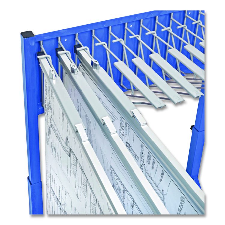 Blueprint Storage Cabinet Rolling Stand, Assorted Document Sizes Accomodated, 27" x 28.5" to 46.5" x 46" to 66", Blue