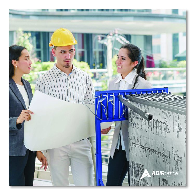 Blueprint Storage Cabinet Rolling Stand, Assorted Document Sizes Accomodated, 27" x 28.5" to 46.5" x 46" to 66", Blue
