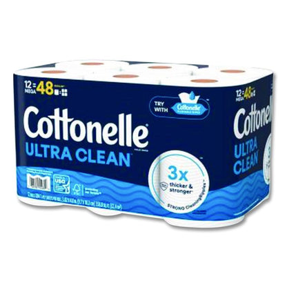 Ultra CleanCare Toilet Paper, Strong Bath Tissue, Septic Safe, 1-Ply, White, 284 Sheets/Roll, 12 Rolls/Pack, 4 Packs/Carton