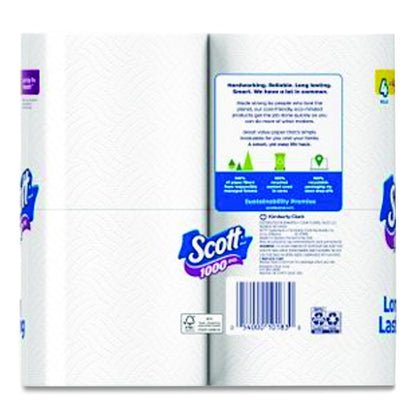 1000 Bathroom Tissue, Septic Safe, 1-Ply, White, 1,000 Sheets/Roll, 4 Rolls/Pack, 12 Packs/Carton