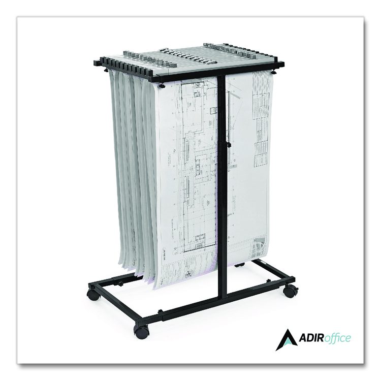 Blueprint Storage Cabinet Steel Vertical Plan Center, Assorted Document Sizes,15" x 27" to 47.25" x 32.5" to 57", Black