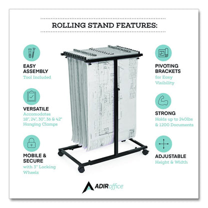 Blueprint Storage Cabinet Steel Vertical Plan Center, Assorted Document Sizes,15" x 27" to 47.25" x 32.5" to 57", Black