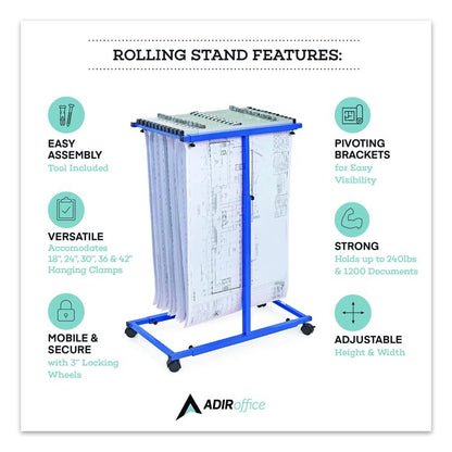 Blueprint Storage Cabinet Steel Vertical Plan Center, Assorted Document Sizes, 15" x 27" to 47.25" x 32.5" to 57", Blue