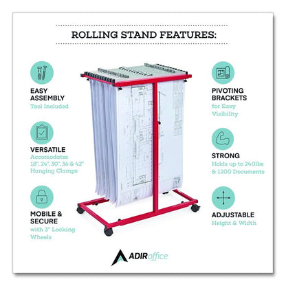 Blueprint Storage Cabinet Steel Vertical Plan Center, Assorted Document Sizes, 15" x 27" to 47.25" x 32.5" to 57", Red